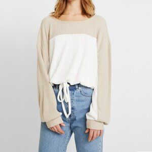 2/$30 Hollister Colorblock Keyhole Cinched Jumper Light Brown XS #A0370 TRB2